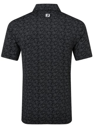 FootJoy Wingtip Floral Lisle men's polo, black/white