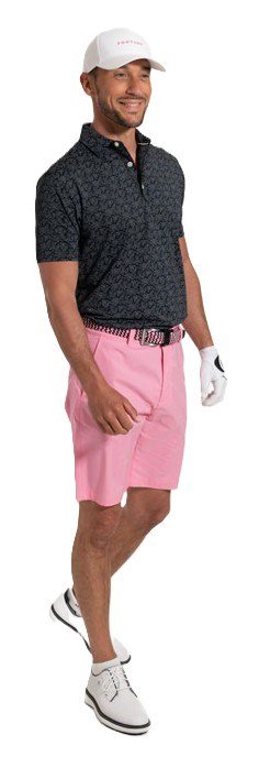 FootJoy Wingtip Floral Lisle men's polo, black/white