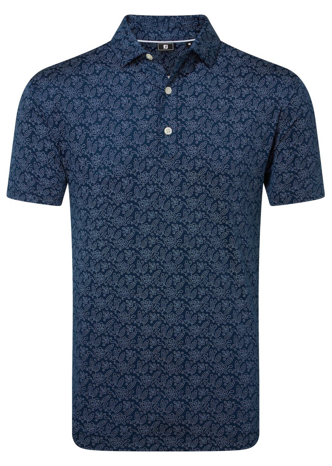 FootJoy Wingtip Floral Lisle men's polo, navy/white