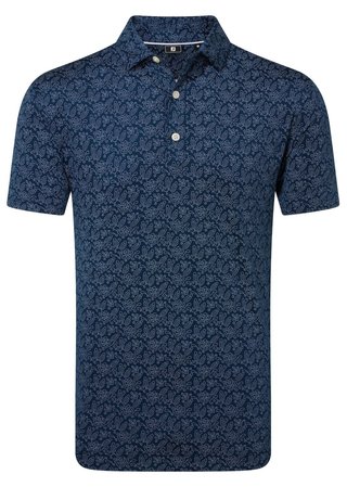 FootJoy Wingtip Floral Lisle men's polo, navy/white