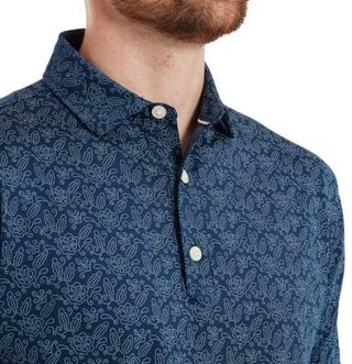FootJoy Wingtip Floral Lisle men's polo, navy/white