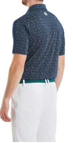 FootJoy Wingtip Floral Lisle men's polo, navy/white