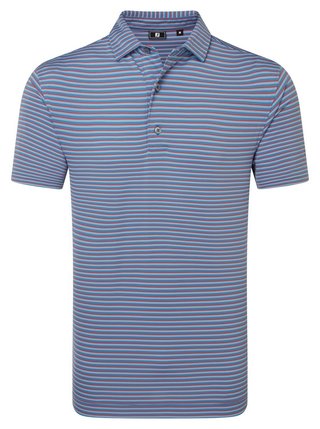 FootJoy Shadow Stripe Lisle men's polo, coastal blue