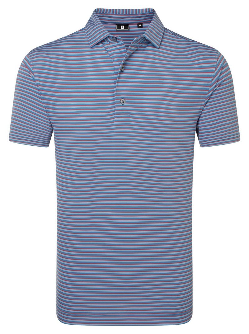 FootJoy Shadow Stripe Lisle men's polo, coastal blue