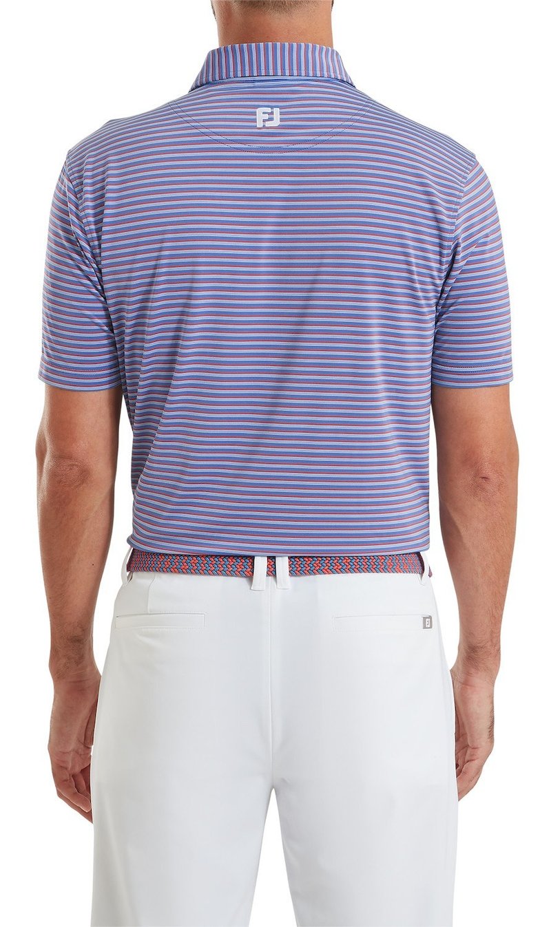 FootJoy Shadow Stripe Lisle men's polo, coastal blue