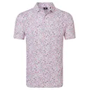 FootJoy Watercolour Floral Print Pique men's polo, white/pink pop/black