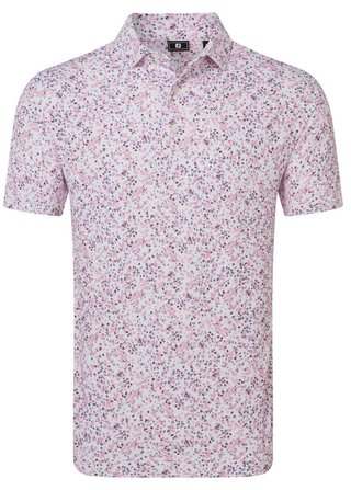FootJoy Watercolour Floral Print Pique men's polo, white/pink pop/black