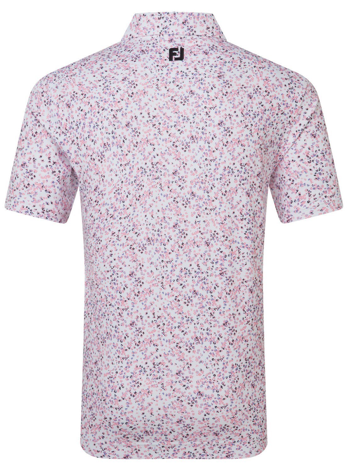 FootJoy Watercolour Floral Print Pique men's polo, white/pink pop/black