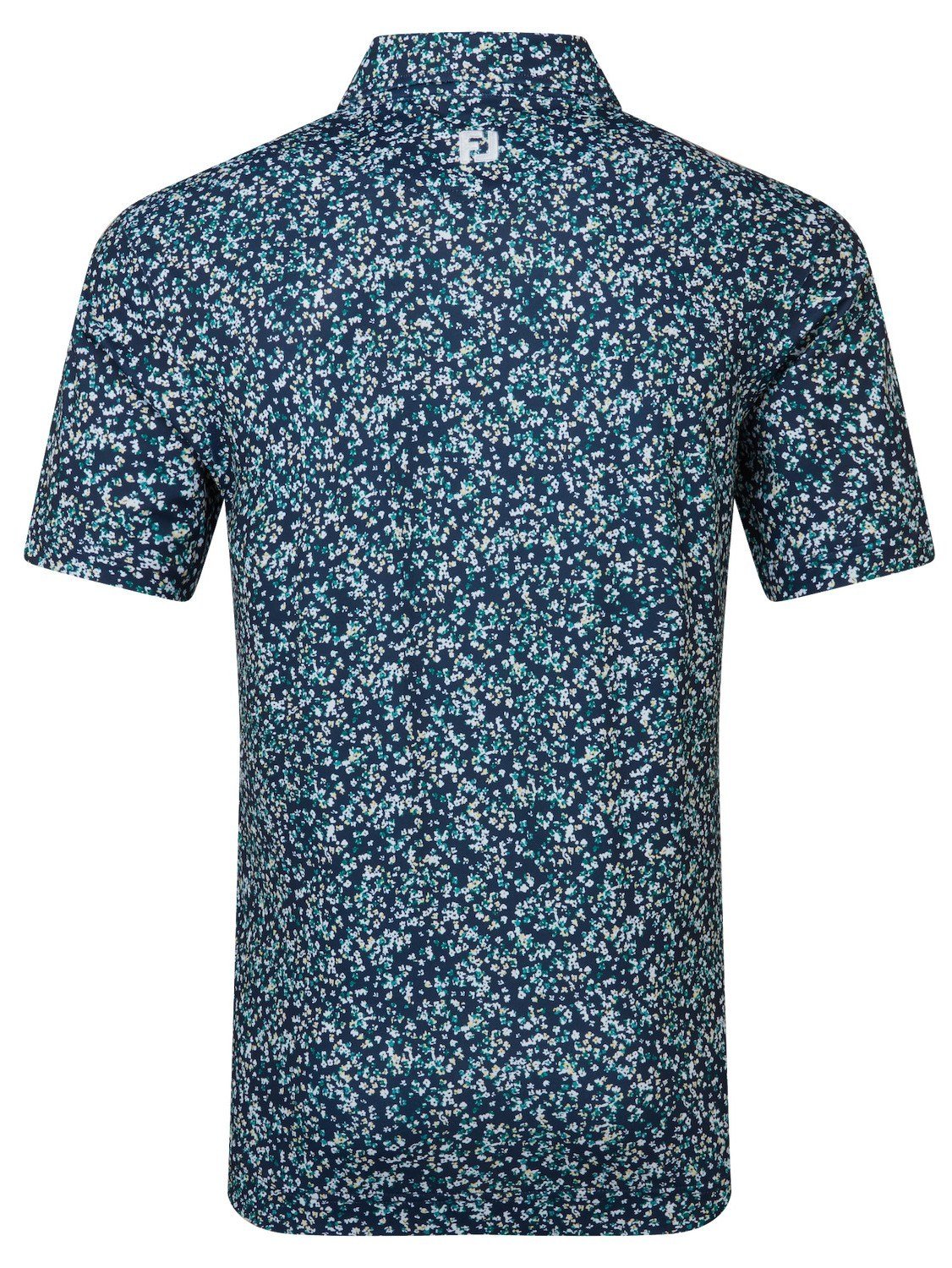FootJoy Watercolour Floral Print Pique men's polo, navy/sunshine/field green
