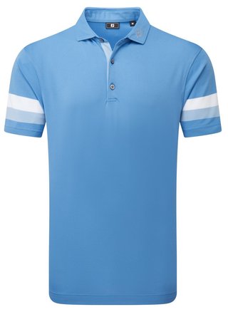 FootJoy Sleeve Stripe Pique men's polo, coastal blue/chambray/white