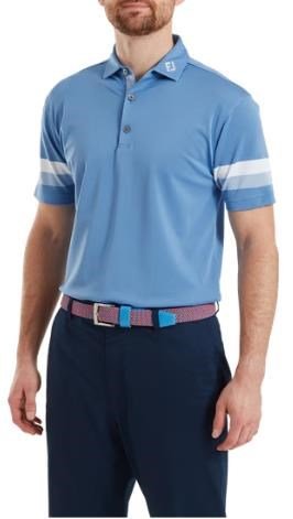 FootJoy Sleeve Stripe Pique men's polo, coastal blue/chambray/white