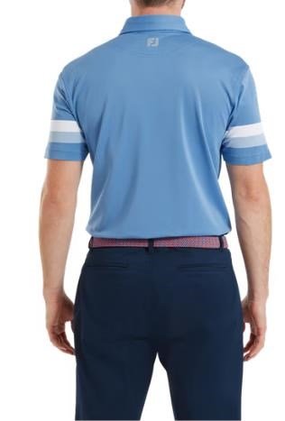 FootJoy Sleeve Stripe Pique men's polo, coastal blue/chambray/white