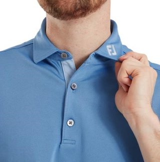 FootJoy Sleeve Stripe Pique men's polo, coastal blue/chambray/white