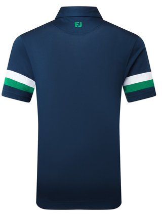 FootJoy Sleeve Stripe Pique men's polo, navy/field green/white