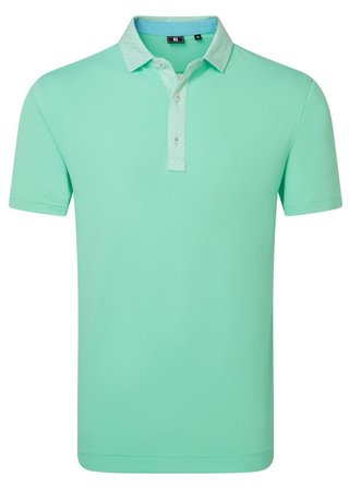FootJoy Star Geo Trim Pique men's polo, sea glass