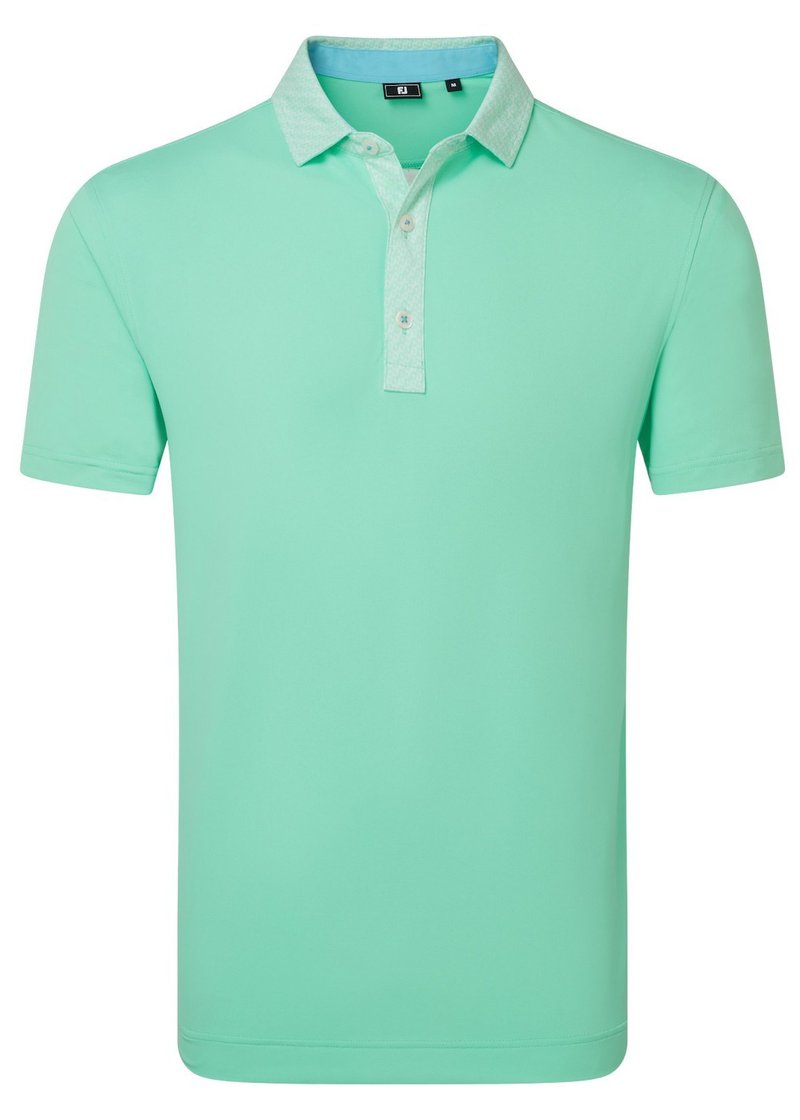 FootJoy Star Geo Trim Pique men's polo, sea glass