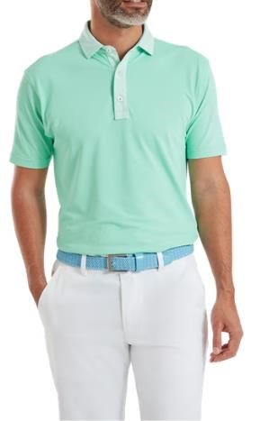 FootJoy Star Geo Trim Pique men's polo, sea glass