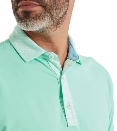 FootJoy Star Geo Trim Pique men's polo, sea glass