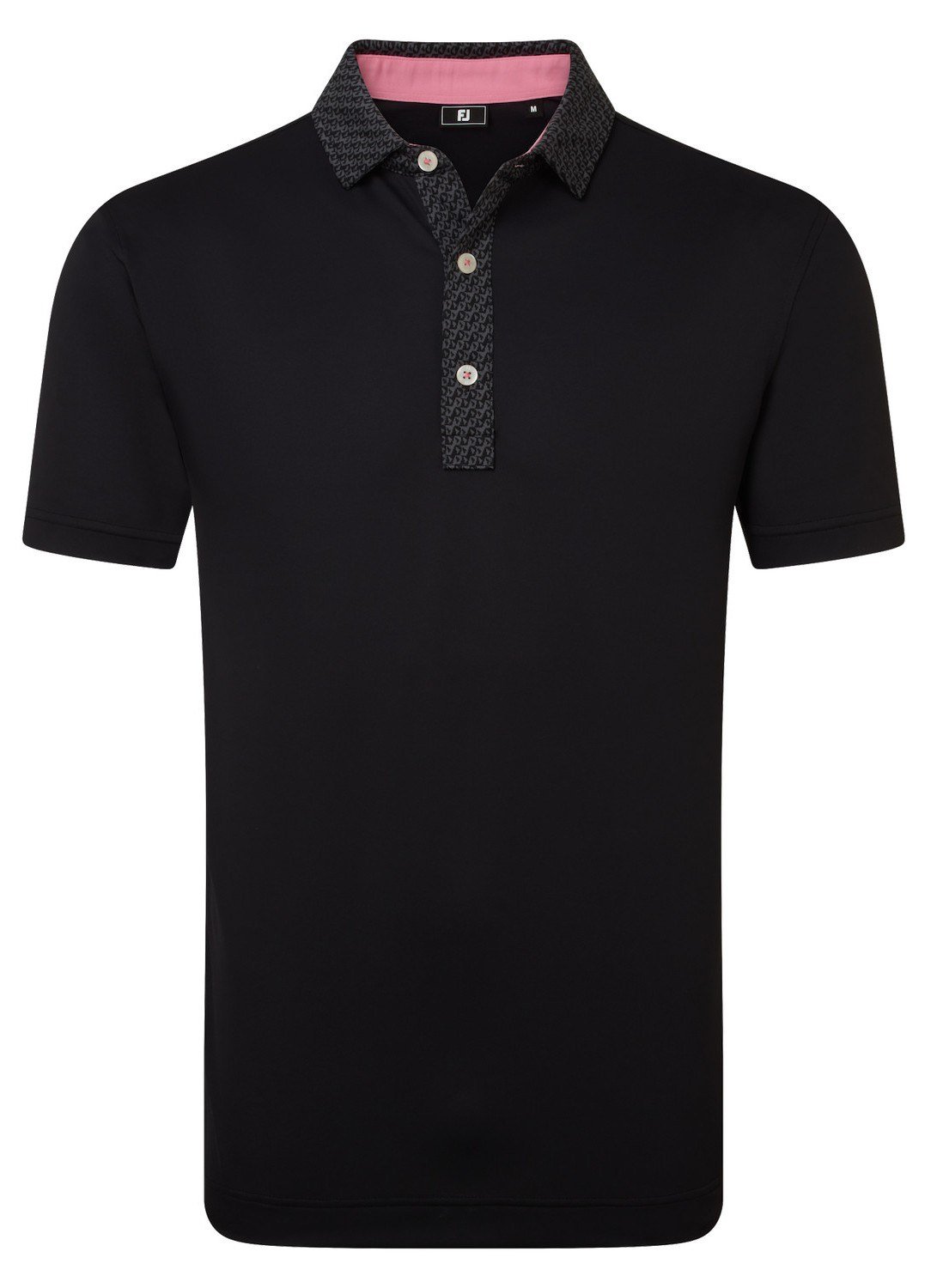FootJoy Star Geo Trim Pique men's polo, black