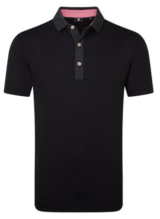 FootJoy Star Geo Trim Pique men's polo, black
