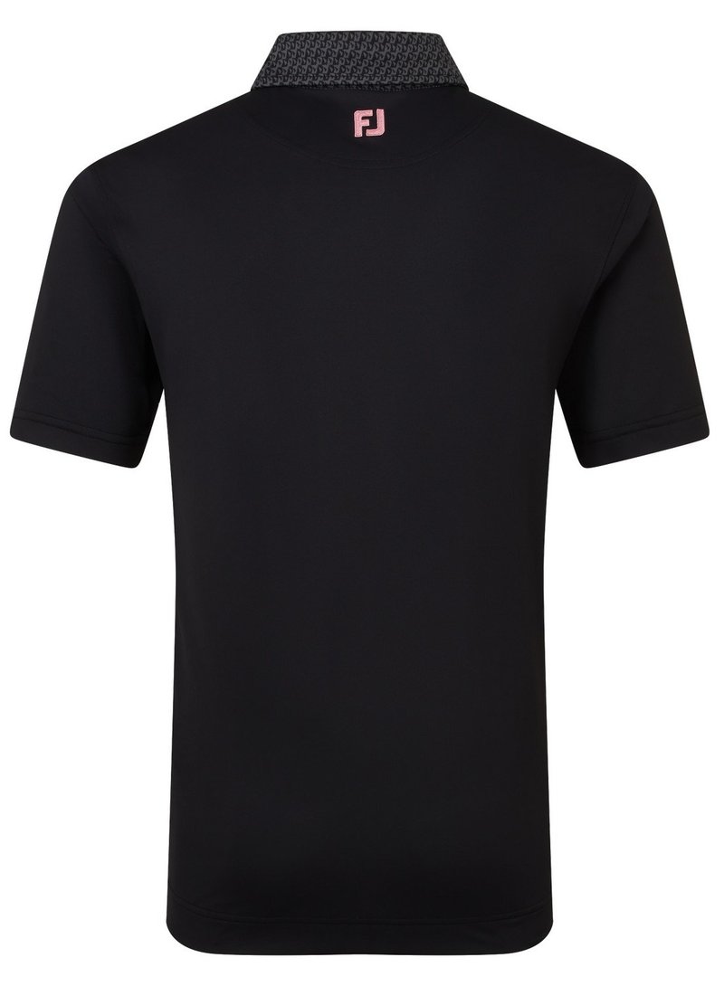 FootJoy Star Geo Trim Pique men's polo, black