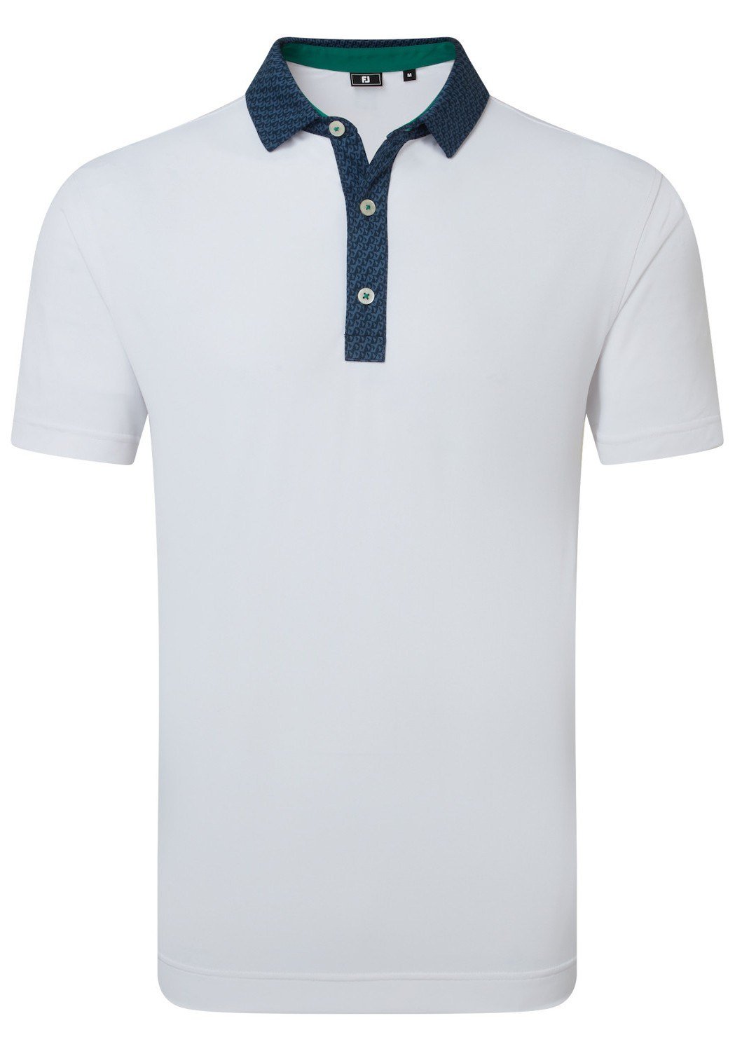 FootJoy Star Geo Trim Pique men's polo, white/navy