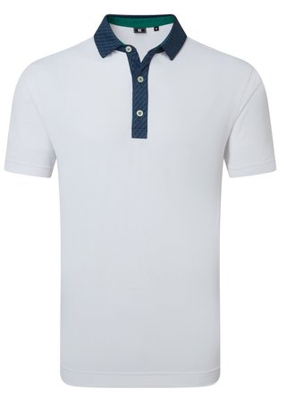 FootJoy Star Geo Trim Pique men's polo, white/navy