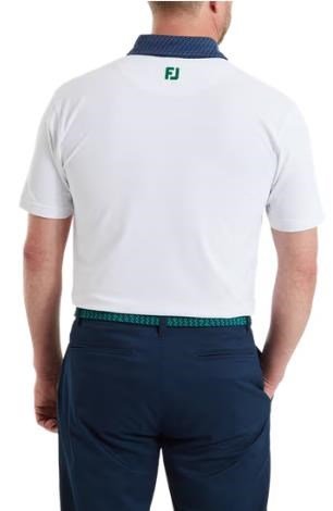 FootJoy Star Geo Trim Pique men's polo, white/navy