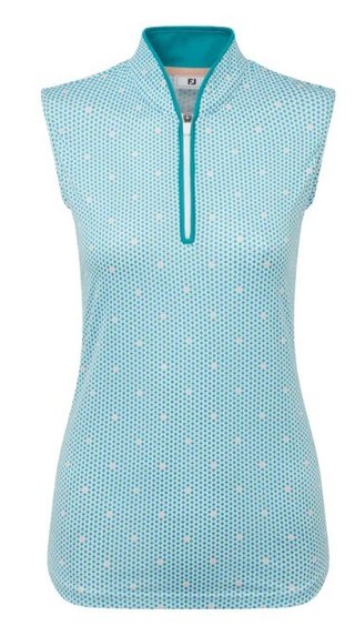 FootJoy Zip Front Tank Printed women's polo, blue/white/peach