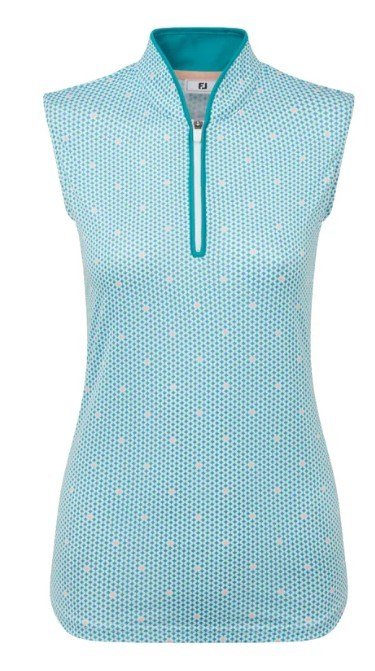 FootJoy Zip Front Tank Printed women's polo, blue/white/peach