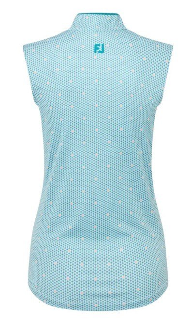 FootJoy Zip Front Tank Printed women's polo, blue/white/peach