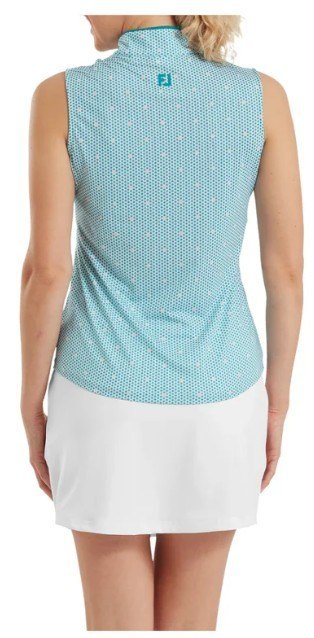 FootJoy Zip Front Tank Printed women's polo, blue/white/peach