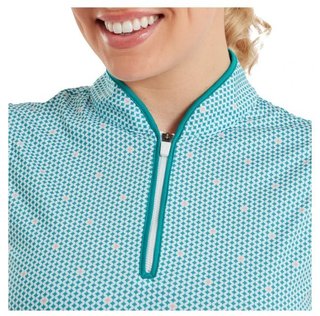 FootJoy Zip Front Tank Printed women's polo, blue/white/peach