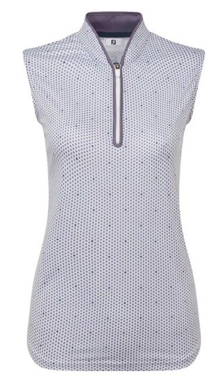 FootJoy Zip Front Tank Printed women's polo, navy/white/dusty violet