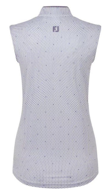 FootJoy Zip Front Tank Printed women's polo, navy/white/dusty violet
