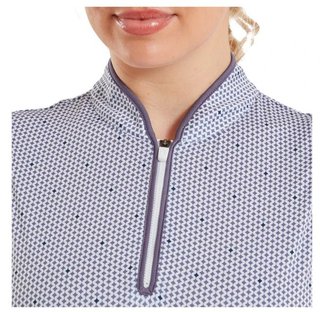 FootJoy Zip Front Tank Printed women's polo, navy/white/dusty violet