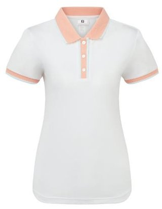 FootJoy Cap Sleeve women's polo, white/desert peach