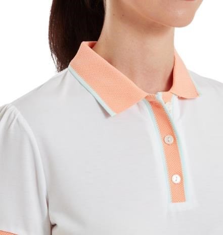 FootJoy Cap Sleeve women's polo, white/desert peach