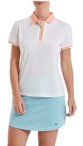 FootJoy Cap Sleeve women's polo, white/desert peach