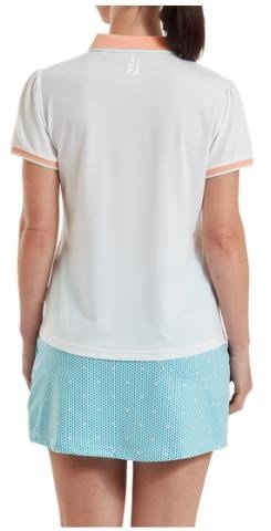FootJoy Cap Sleeve women's polo, white/desert peach