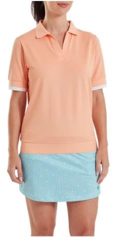 FootJoy Texture Knit women's polo, desert peach/white