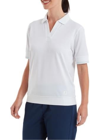 FootJoy Texture Knit women's polo, white/glacial blue