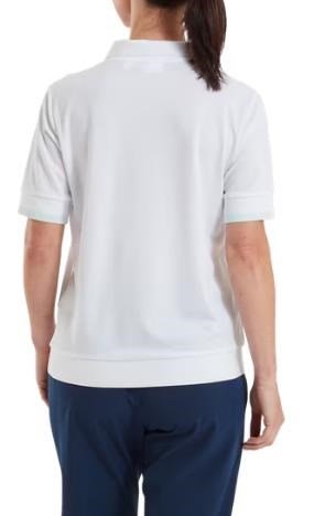 FootJoy Texture Knit women's polo, white/glacial blue