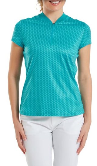 FootJoy Zip Blade women's polo, tonal tile blue print