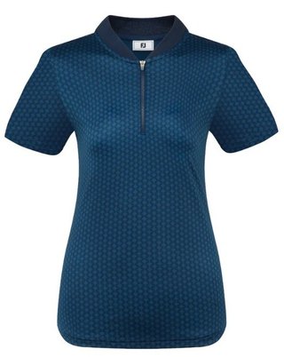 FootJoy Zip Blade women's polo, tonal tile navy print
