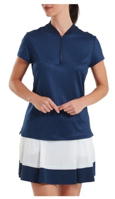 FootJoy Zip Blade women's polo, tonal tile navy print