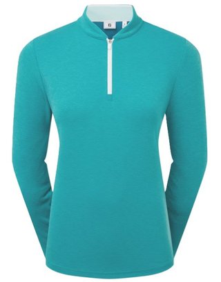 FootJoy 1/4 Zip Blade Collar Midlayer ladies sweatshirt, tile blue/glacial blue/white