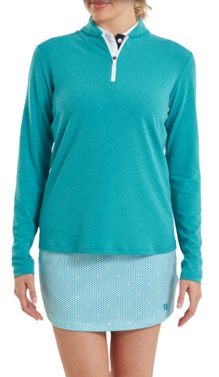 FootJoy 1/4 Zip Blade Collar Midlayer ladies sweatshirt, tile blue/glacial blue/white