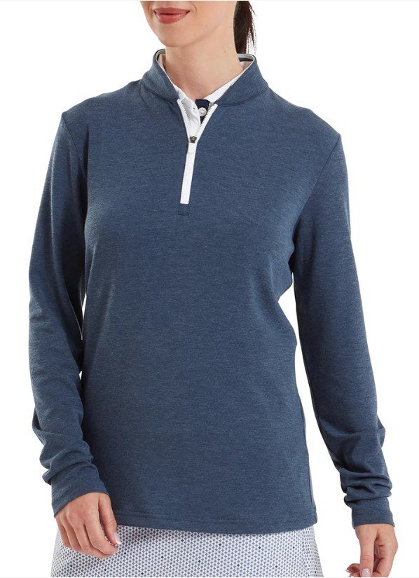 FootJoy 1/4 Zip Blade Collar Midlayer ladies sweatshirt, navy/dusty violet/glacial blue