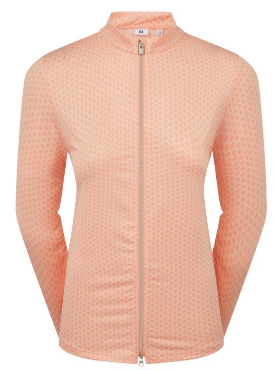 FootJoy Midlayer Full Zip Printed Sleeve women's sweatshirt, desert peach